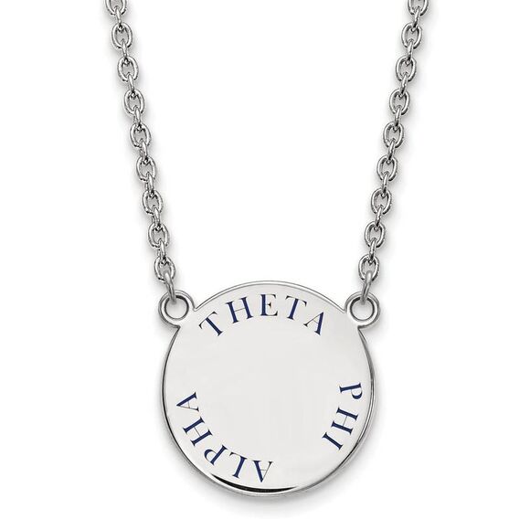 Sterling Silver Theta Phi Alpha Large Blue Enamel Necklace - Picture 1 of 4